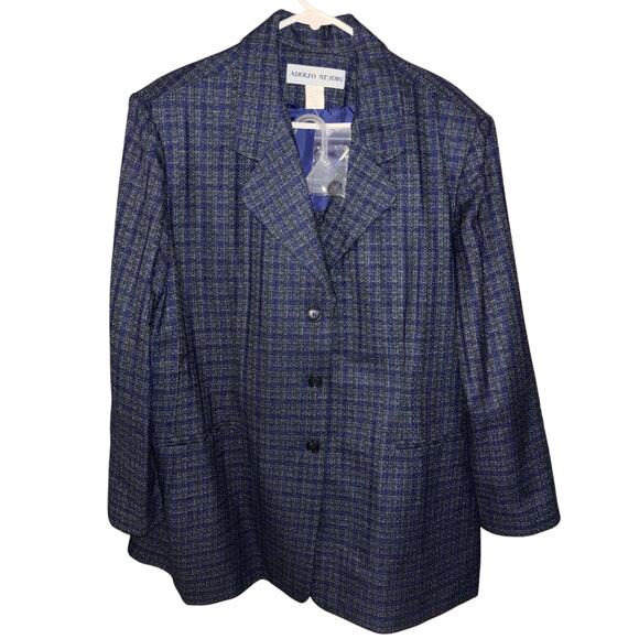 Adolfo Studio women’s tweed blue skirt suit set NEW (size 20W/22W) - Picture 1 of 7